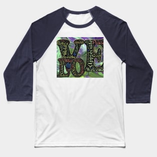 Abstract digital print with “love” graphic Baseball T-Shirt